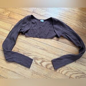 Garage Brown Ribbed Cropped bolero